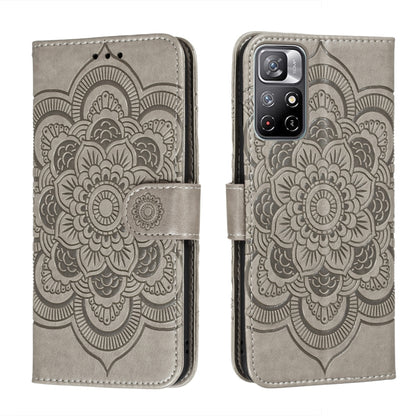 Grey embossed mandala phone wallet case with folio flap and camera window