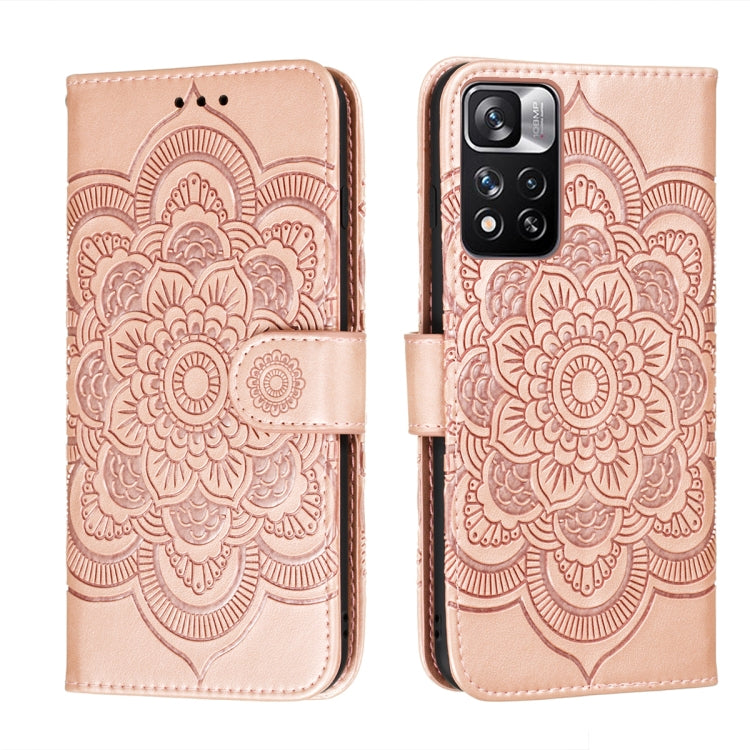 Rose embossed mandala phone leather wallet case with flip cover and card slots