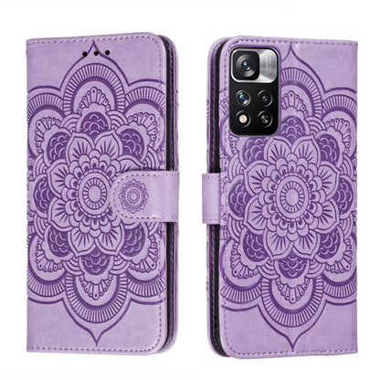 Purple mandala embossed wallet phone case with folio flap and back camera cutout