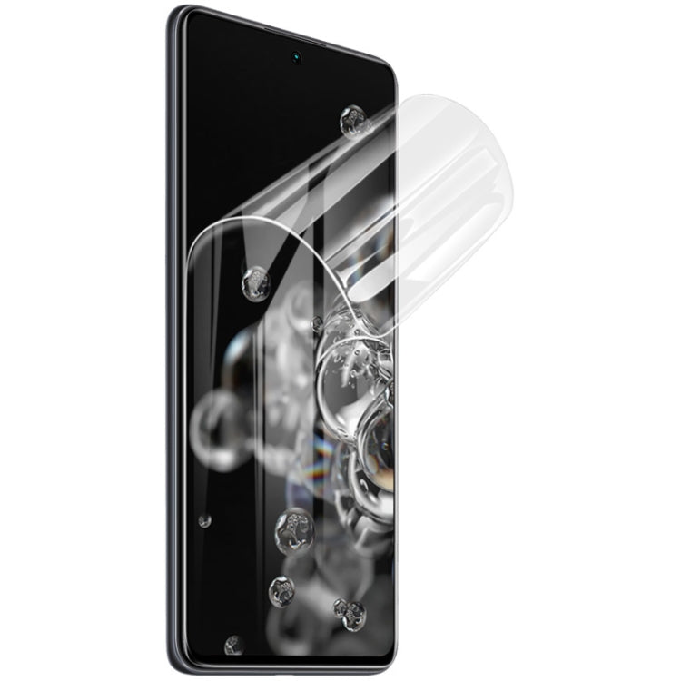 Curved hydrogel screen protector film on black smartphone display