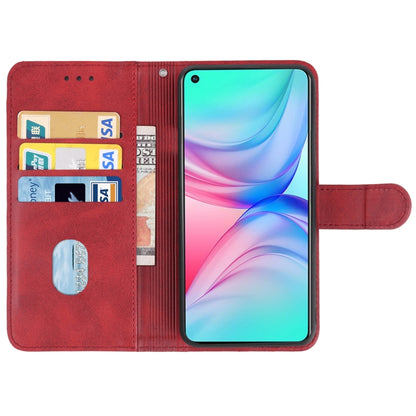 Red leather folio phone case open with card slots and cash pocket