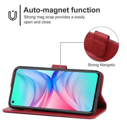 Red leather folio phone case with fold stand for hands-free viewing