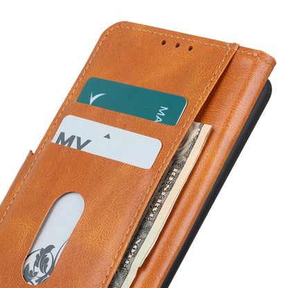 Brown leather flip phone case interior with card slot and cash compartment for Xperia Pro-I