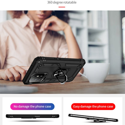 Black rugged phone case with rotating ring holder held in hand