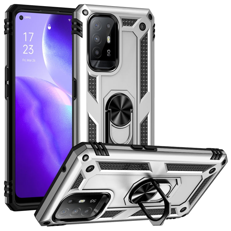 Shockproof phone protective case with 360 rotating holder, silver rugged TPU/PC