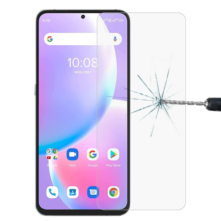 Tempered glass screen protector for smartphone with impact crack on glass