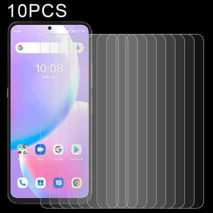 10-pack tempered glass screen protectors shown aligned for mobile phone screen coverage