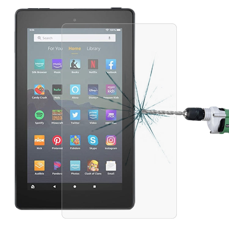 Tablet display with clear tempered glass screen protector film and crack-resistant testing
