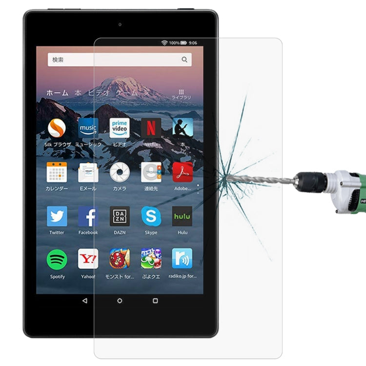 Transparent tempered glass screen protector film for tablets, applied on touchscreen
