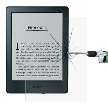 Tempered tablet screen protector film on a dark e-reader tablet with impact crack lines