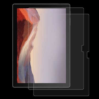 Tablet tempered glass screen protector film, clear 2-pack aligned to the tablet