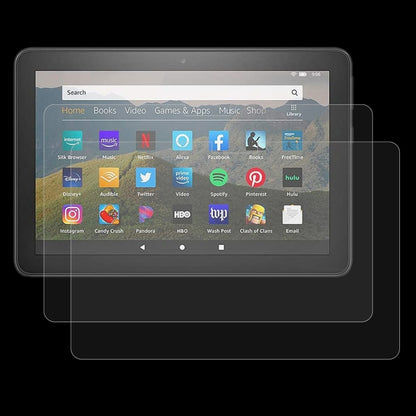 Tablet screen protector film set with clear tempered glass overlays, for touchscreen devices.