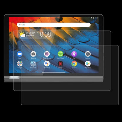 Tablet tempered glass screen protector film over a landscape-style display