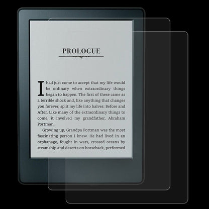 Tablet tempered glass protector film over a book-style screen view