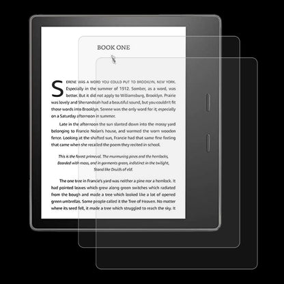 Tablet tempered glass screen protector film on a reading page layout