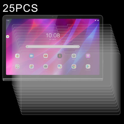 Tablet tempered glass screen protectors, 25-pack placed across the display