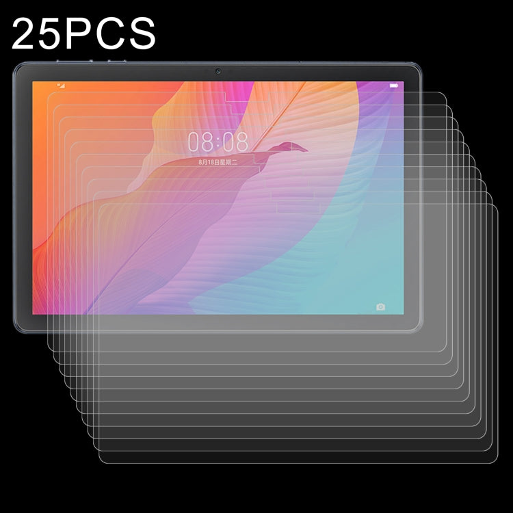 Tablet tempered glass screen protector set, 2.5D 9H, 25-pack clear sheets