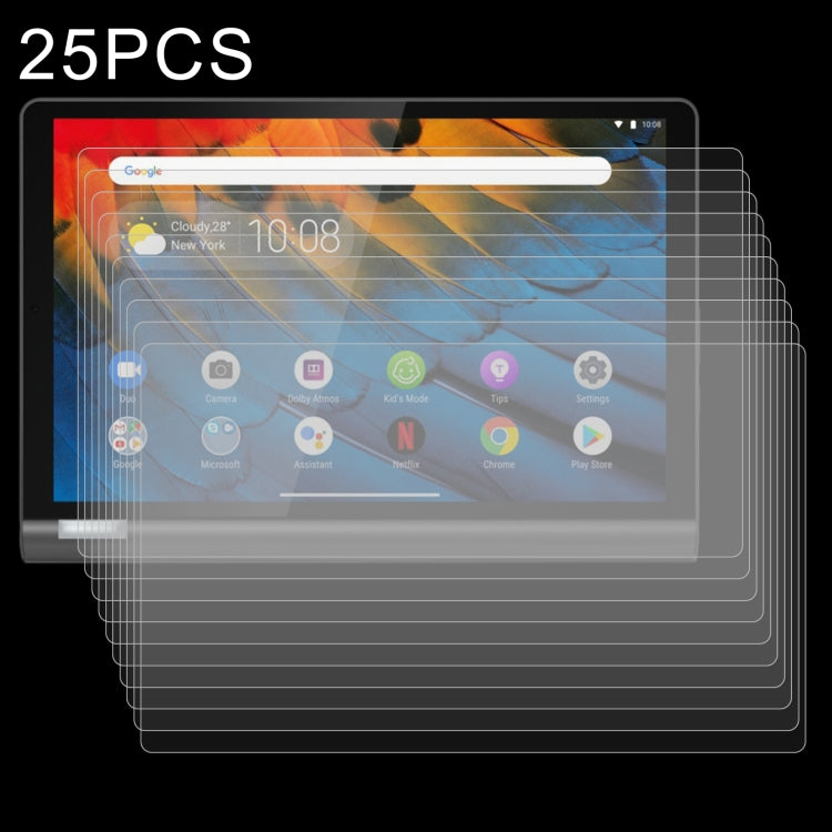 Tablet tempered glass screen protector set, 2.5D 9H, 25-pack clear films