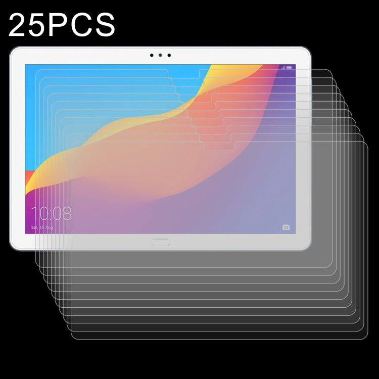 Tablet tempered glass screen protector films, 2.5D 9H, 25-pack clear