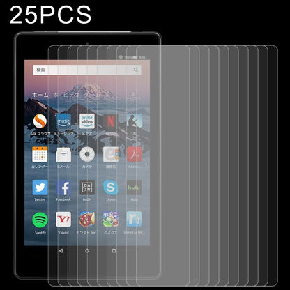 Tablet tempered glass screen protector set, 25-pack clear films layered on tablet display