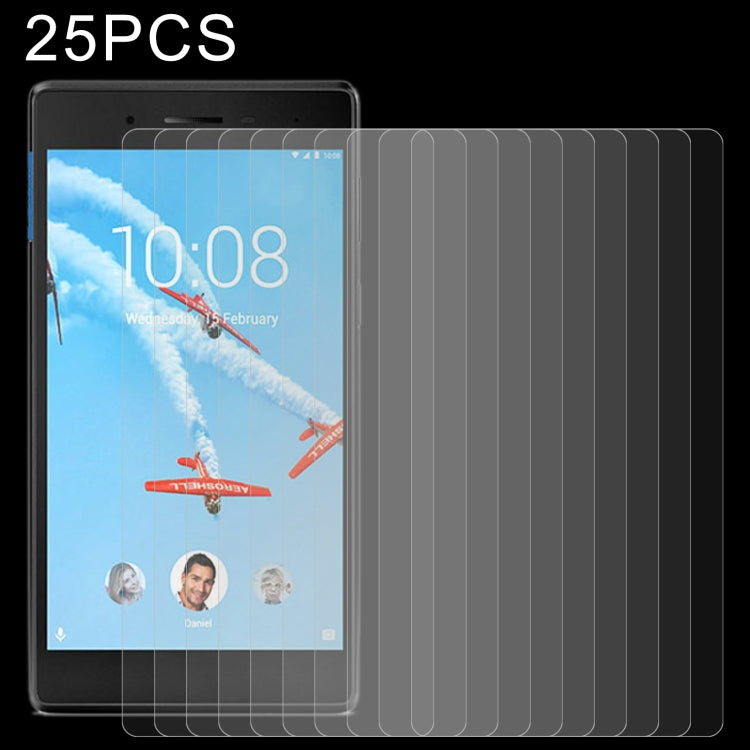 Tablet screen protector tempered glass set, 25-pack clear films layered over tablet screen