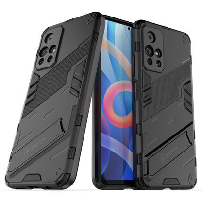 Black rugged shockproof phone case with raised edges and camera cutouts