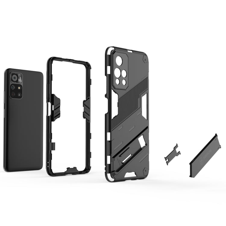 Black rugged phone case set: back cover, frame, and camera cutouts