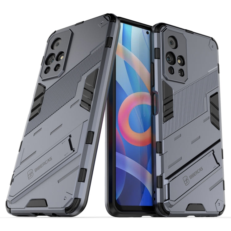 Light gray rugged shockproof phone case with raised edges and camera cutouts