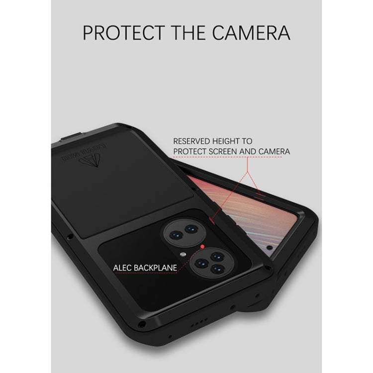 Black rugged phone case back with camera cutouts and raised camera protection frame