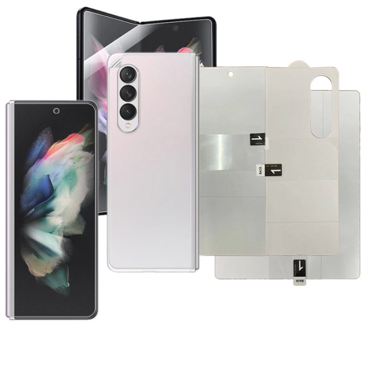 Foldable phone hydrogel film screen protector set with clear films and backing pieces