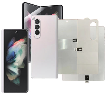 Foldable phone hydrogel film screen protector set with clear films and backing pieces