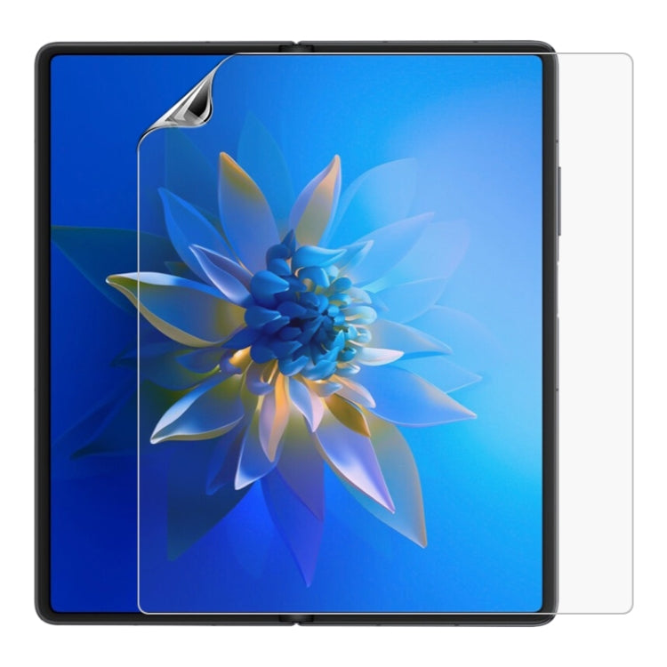 Hydrogel full-screen screen protector film for a foldable phone front, transparent