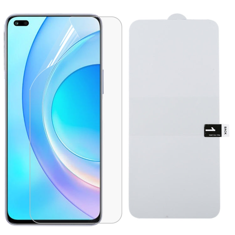 Hydrogel screen protector film set with a backing card for a curved phone front