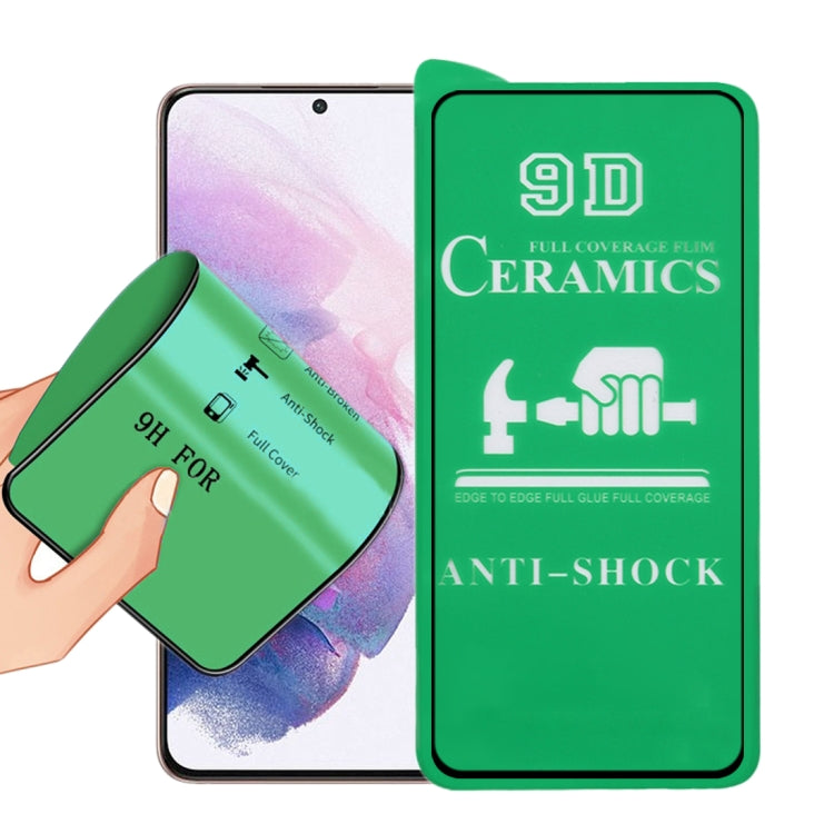 9D full-screen ceramic glue screen protector film, anti-shock, shown with phone screens