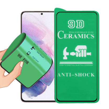 9D full-screen ceramic glue screen protector film, anti-shock, shown with phone screens