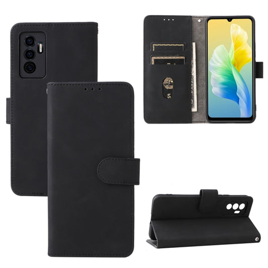 Black magnetic flip phone case with PU leather texture and front buckle closure