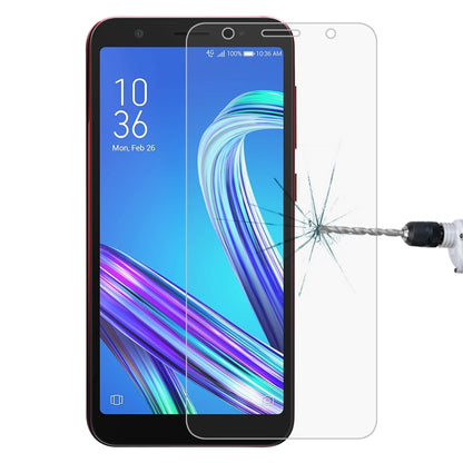 Clear 2.5D tempered glass screen protector film installed on smartphone front