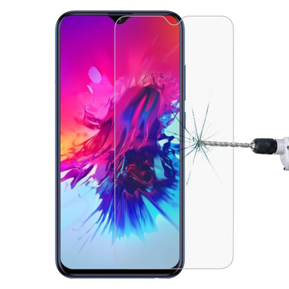 Clear 2.5D tempered glass screen protector film on smartphone screen, crack test