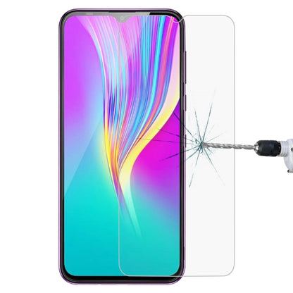 Clear 2.5D tempered glass screen protector film on smartphone display, cracked test