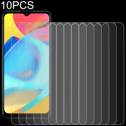 10-pack clear 2.5D tempered glass screen protectors, designed to cover the front glass