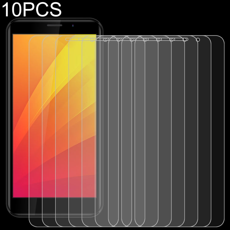 Set of 10 tempered glass screen protectors, layered films over a phone front