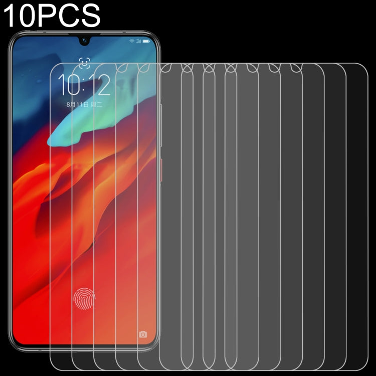 Set of 10 clear 2.5D tempered glass screen protectors with curved, rounded corners