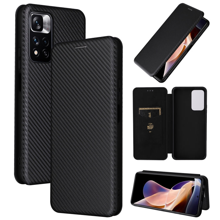 Black carbon fiber texture magnetic flip PU phone case with camera cutout.