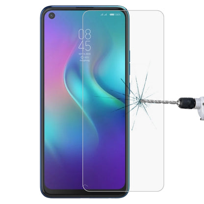 Tempered glass screen protector applied to smartphone screen, crack test visible
