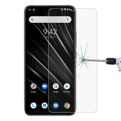 Tempered glass screen protector for smartphone display with shattered impact on right