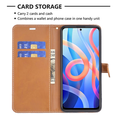 Tan leather card wallet phone case with 2 card slots and lanyard, front view