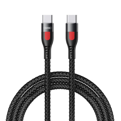 Black braided USB-C to USB-C fast charging cable with Type-C connectors, 1m