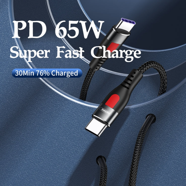 Black braided Type-C to Type-C cable with metal connector housings, fast charge