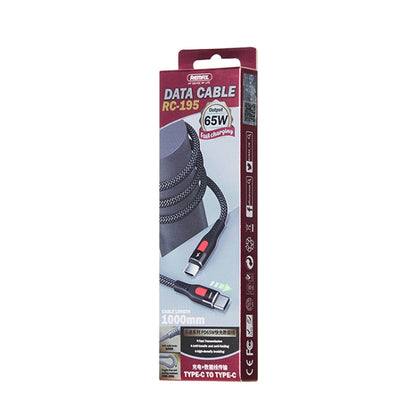 Retail package for black braided USB-C to USB-C fast charging data cable, 1m
