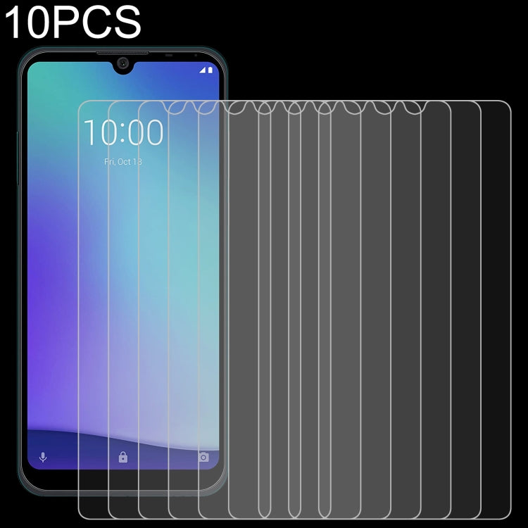 10-pack 2.5D tempered glass screen protectors aligned on a smartphone front screen